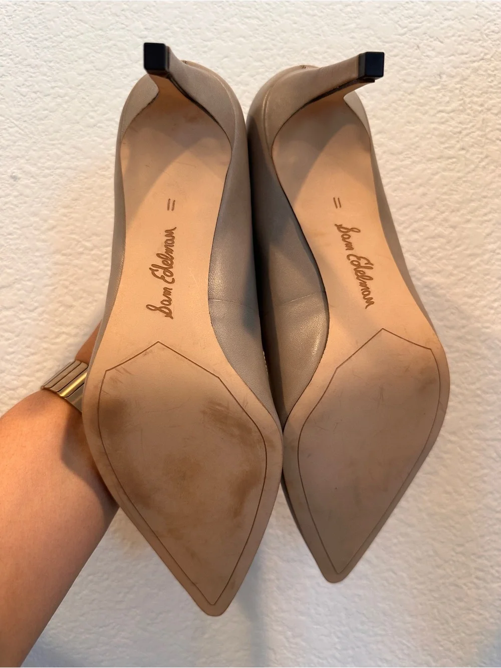 Sam Edelman Hazel Leather Pointed Toe Pumps | Taupe | Women’s Size 11
